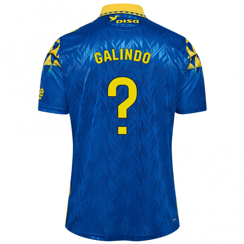 Kandiny Kinder Cristian Galindo #0 Blau Gelb Auswärtstrikot Trikot 2024/25 T-Shirt