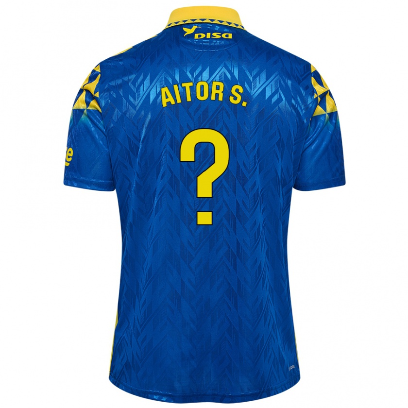 Kandiny Kinder Aitor Sánchez #0 Blau Gelb Auswärtstrikot Trikot 2024/25 T-Shirt