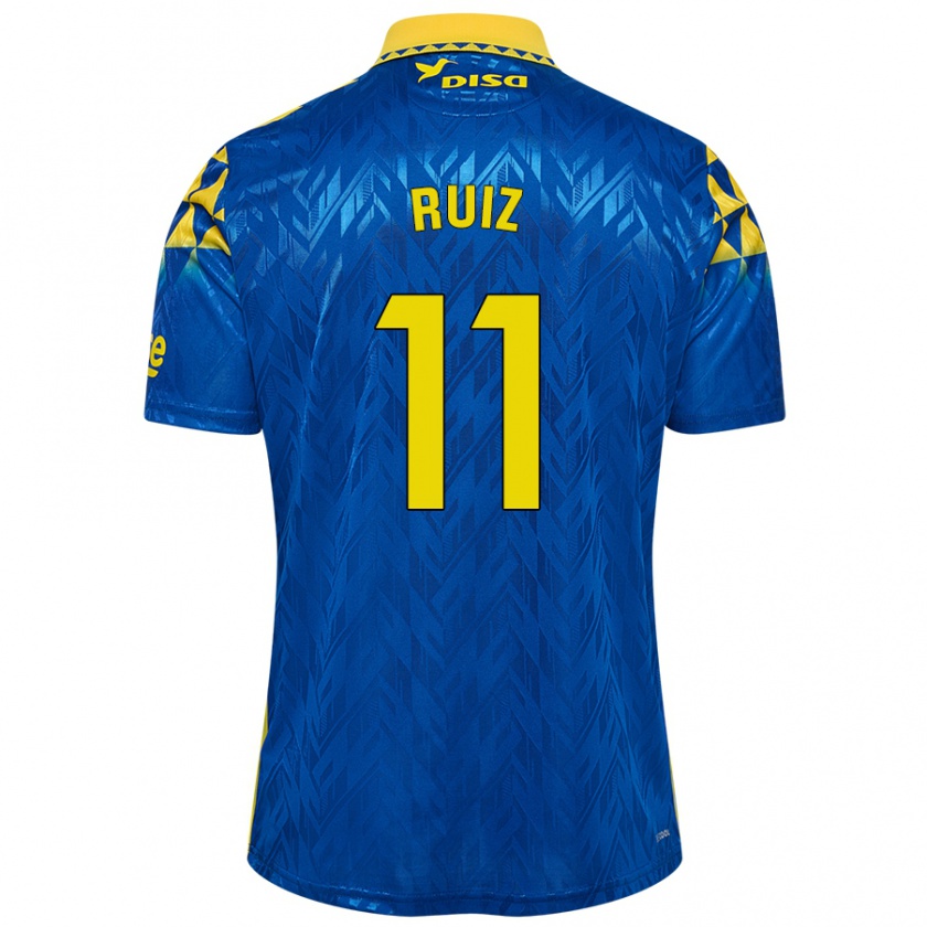 Kandiny Kinder Sergio Ruiz #11 Blau Gelb Auswärtstrikot Trikot 2024/25 T-Shirt