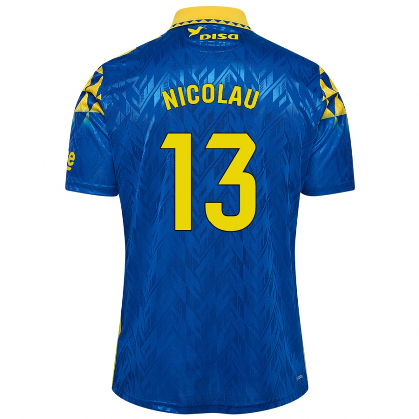 Kandiny Kinder Nacho Nicolau #13 Blau Gelb Auswärtstrikot Trikot 2024/25 T-Shirt