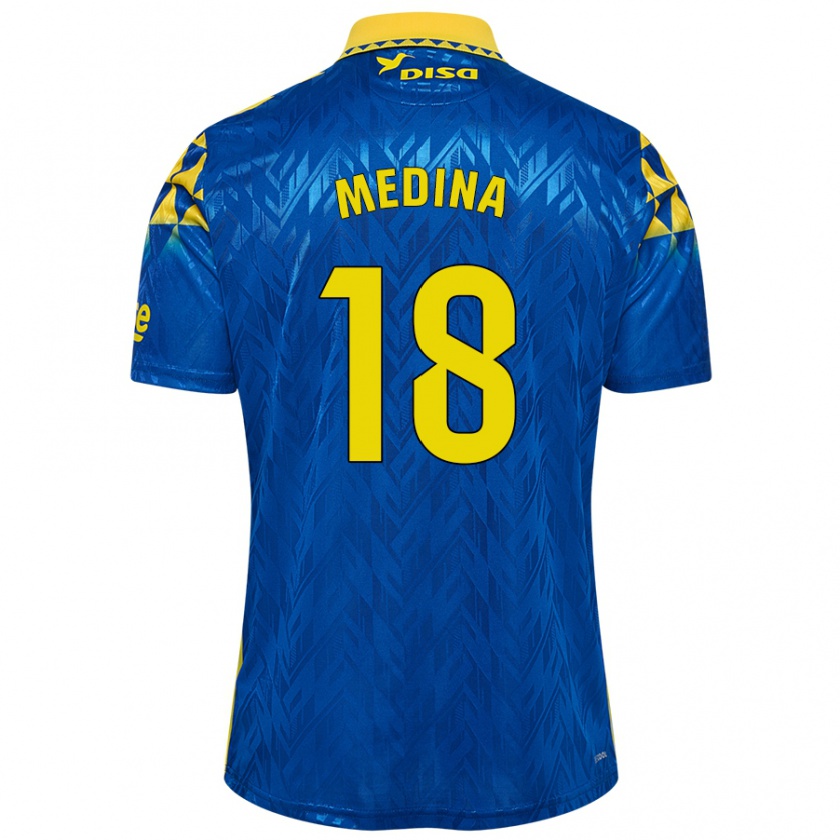 Kandiny Kinder Iván Medina #18 Blau Gelb Auswärtstrikot Trikot 2024/25 T-Shirt