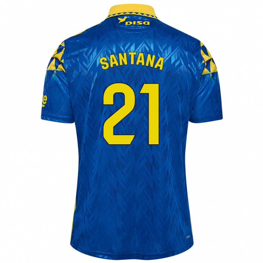 Kandiny Kinder Yadam Santana #21 Blau Gelb Auswärtstrikot Trikot 2024/25 T-Shirt