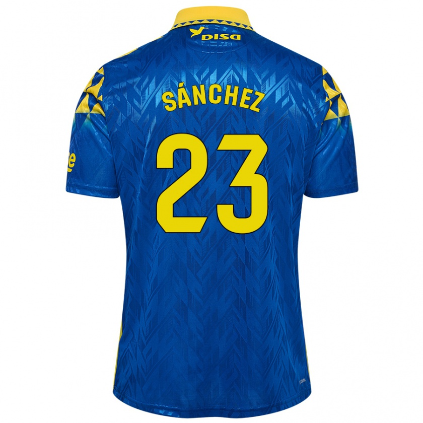 Kandiny Kinder Omar Sánchez #23 Blau Gelb Auswärtstrikot Trikot 2024/25 T-Shirt