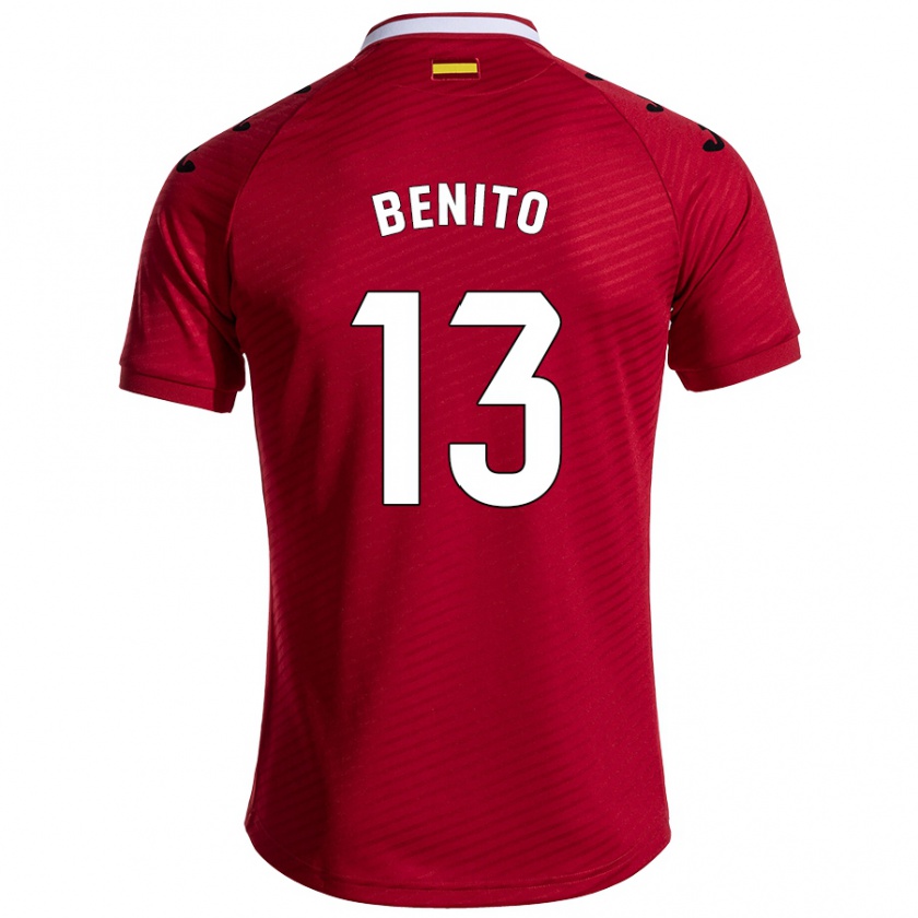 Kandiny Kinder Jorge Benito #13 Dunkelrot Auswärtstrikot Trikot 2024/25 T-Shirt