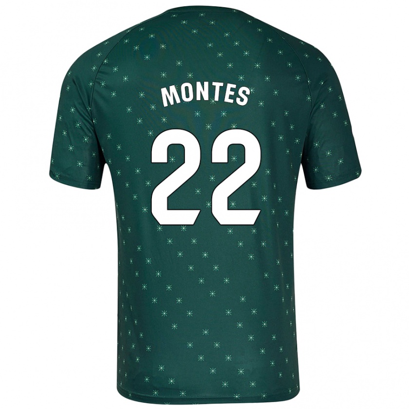 Kandiny Kinder César Montes #22 Dunkelgrün Auswärtstrikot Trikot 2024/25 T-Shirt