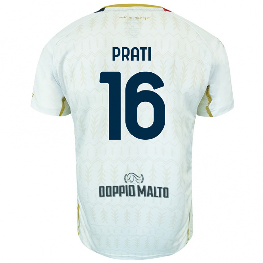 Kandiny Kinder Matteo Prati #16 Weiß Auswärtstrikot Trikot 2024/25 T-Shirt