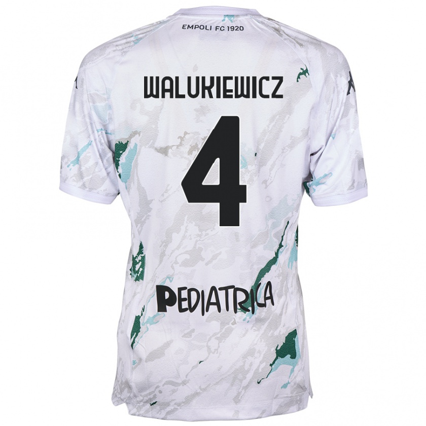 Kandiny Kinder Sebastian Walukiewicz #4 Grau Auswärtstrikot Trikot 2024/25 T-Shirt