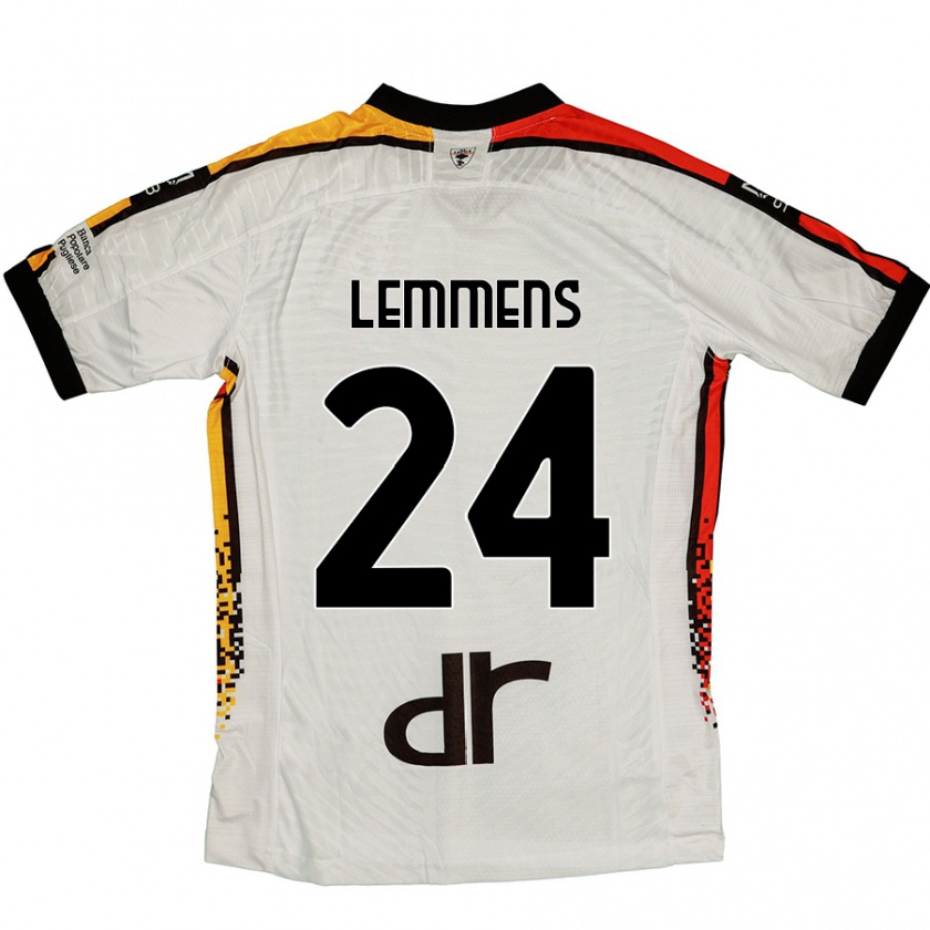 Kandiny Kinder Mats Lemmens #24 Weiß Schwarz Auswärtstrikot Trikot 2024/25 T-Shirt