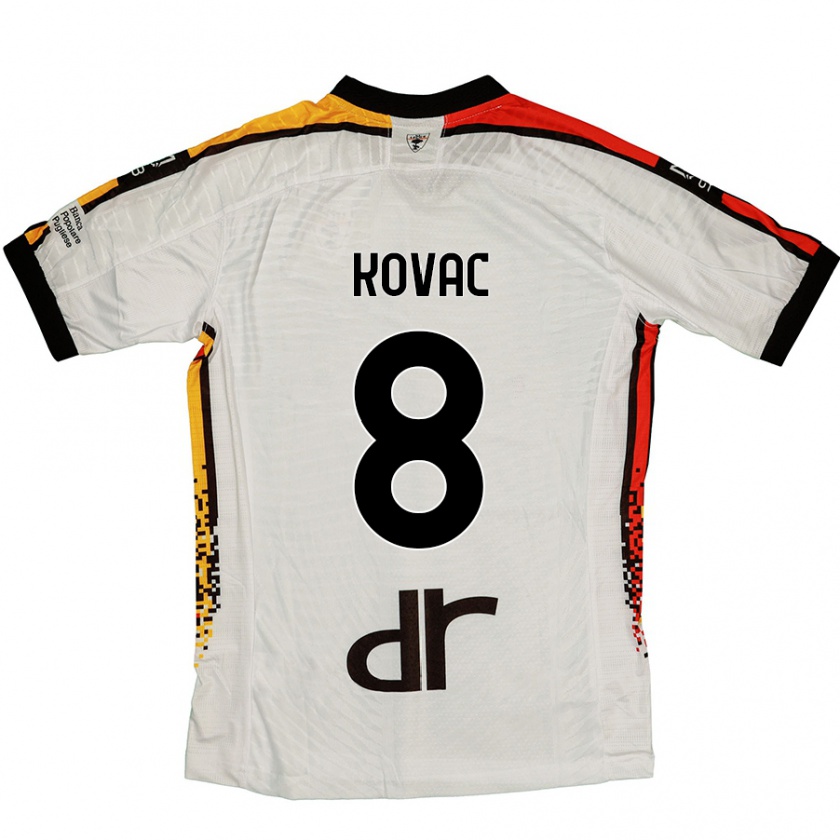 Kandiny Kinder Niko Kovac #8 Weiß Schwarz Auswärtstrikot Trikot 2024/25 T-Shirt