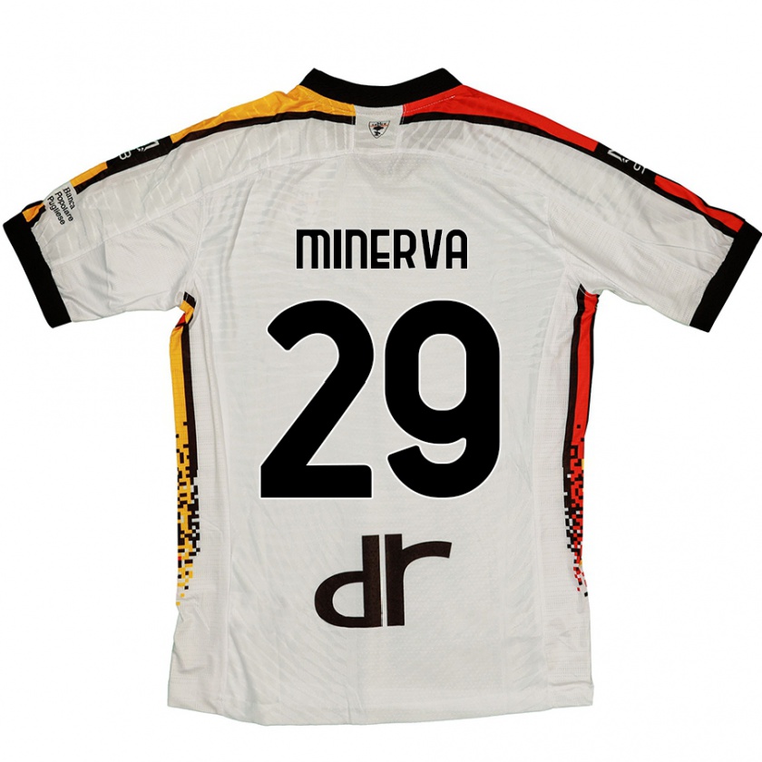 Kandiny Kinder Francesco Minerva #29 Weiß Schwarz Auswärtstrikot Trikot 2024/25 T-Shirt