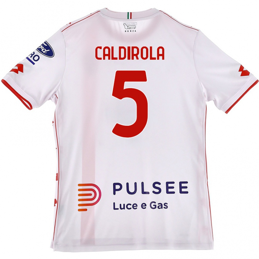 Kandiny Kinder Luca Caldirola #5 Weiß Rot Auswärtstrikot Trikot 2024/25 T-Shirt