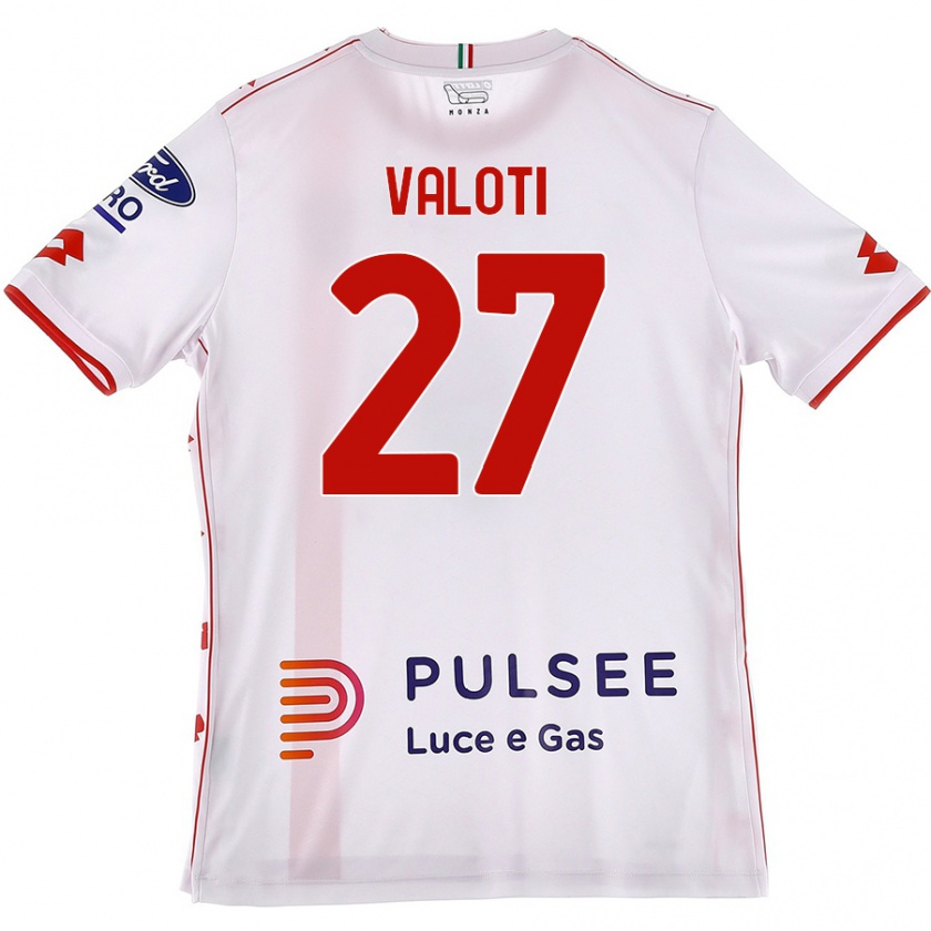 Kandiny Kinder Mattia Valoti #27 Weiß Rot Auswärtstrikot Trikot 2024/25 T-Shirt