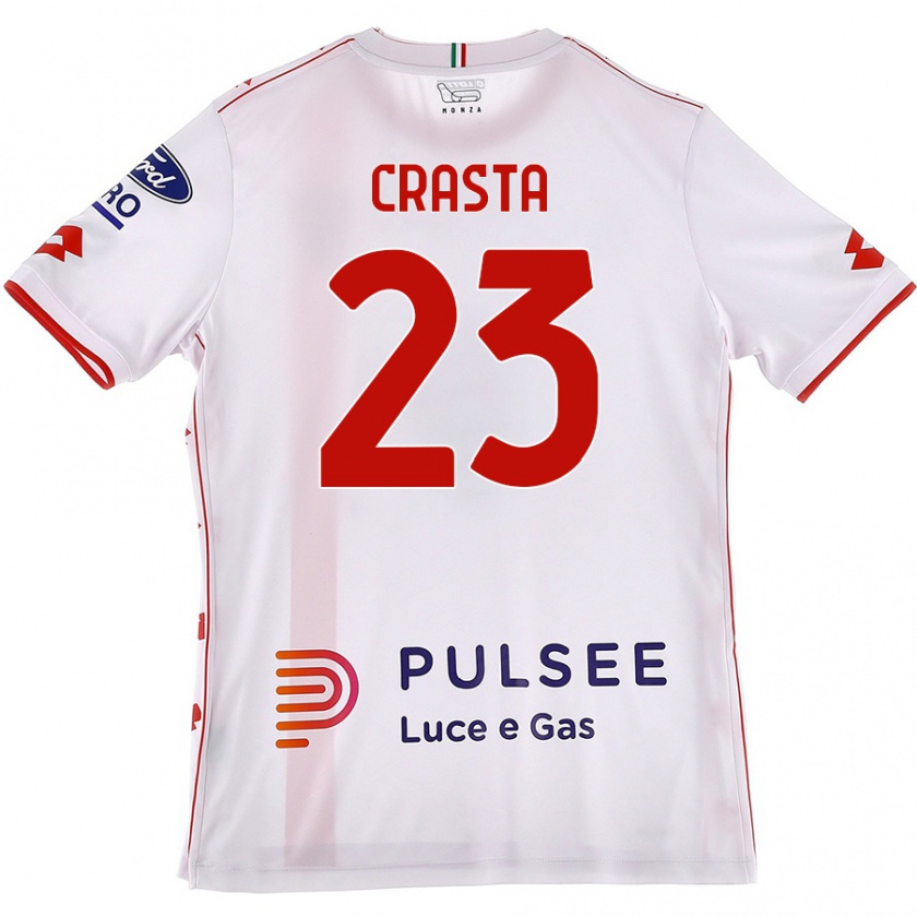 Kandiny Kinder Mario Crasta #23 Weiß Rot Auswärtstrikot Trikot 2024/25 T-Shirt