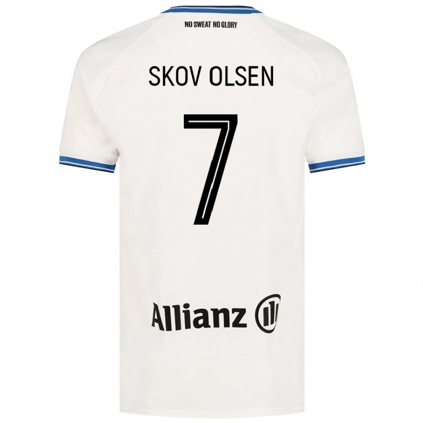 Kandiny Kinder Andreas Skov Olsen #7 Weiß Auswärtstrikot Trikot 2024/25 T-Shirt