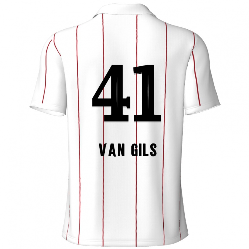 Kandiny Kinder Mathis Van Gils #41 Weiß Schwarz Auswärtstrikot Trikot 2024/25 T-Shirt