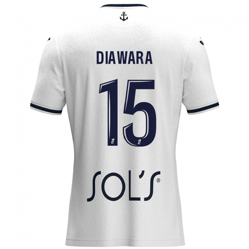 Kandiny Kinder Kandet Diawara #15 Weiß Dunkelblau Auswärtstrikot Trikot 2024/25 T-Shirt