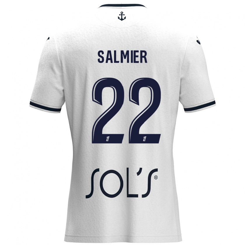 Kandiny Kinder Yoann Salmier #22 Weiß Dunkelblau Auswärtstrikot Trikot 2024/25 T-Shirt