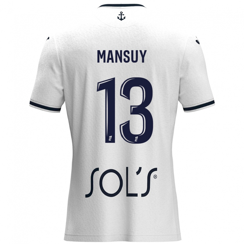 Kandiny Kinder Héloïse Mansuy #13 Weiß Dunkelblau Auswärtstrikot Trikot 2024/25 T-Shirt