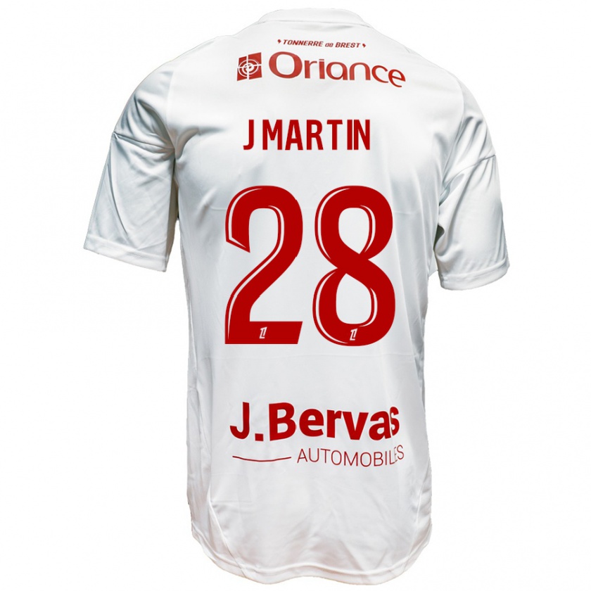 Kandiny Kinder Jonas Martin #28 Weiß Rot Auswärtstrikot Trikot 2024/25 T-Shirt