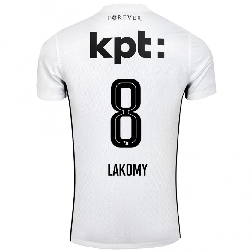 Kandiny Kinder Lukasz Lakomy #8 Weiß Schwarz Auswärtstrikot Trikot 2024/25 T-Shirt