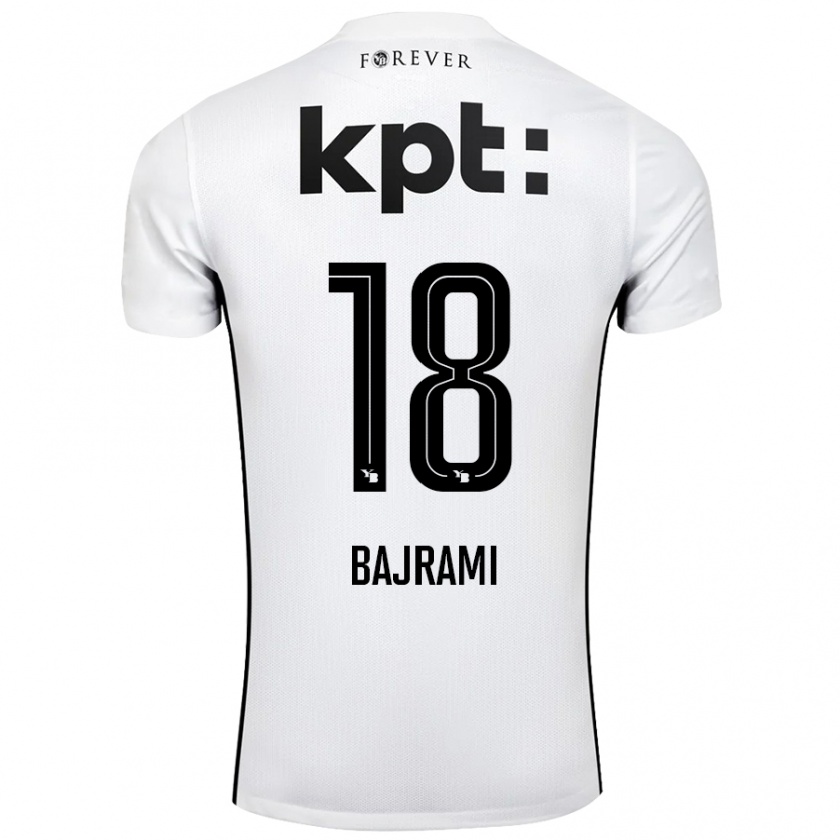 Kandiny Kinder Ardian Bajrami #18 Weiß Schwarz Auswärtstrikot Trikot 2024/25 T-Shirt