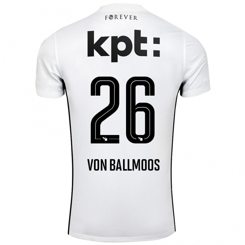 Kandiny Kinder David Von Ballmoos #26 Weiß Schwarz Auswärtstrikot Trikot 2024/25 T-Shirt