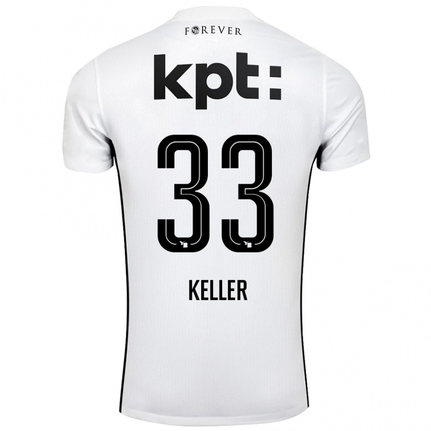 Kandiny Kinder Marvin Keller #33 Weiß Schwarz Auswärtstrikot Trikot 2024/25 T-Shirt