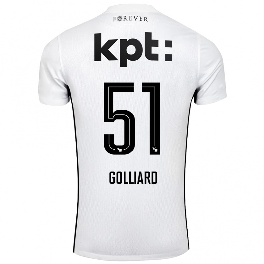 Kandiny Kinder Théo Golliard #51 Weiß Schwarz Auswärtstrikot Trikot 2024/25 T-Shirt