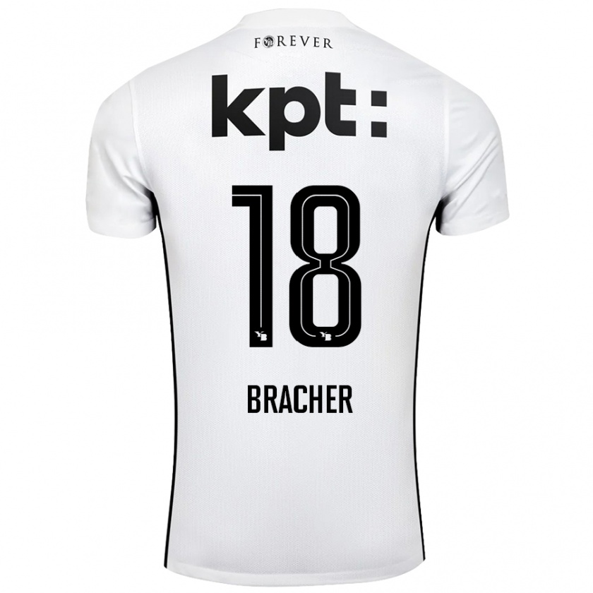 Kandiny Kinder Jasha Bracher #18 Weiß Schwarz Auswärtstrikot Trikot 2024/25 T-Shirt