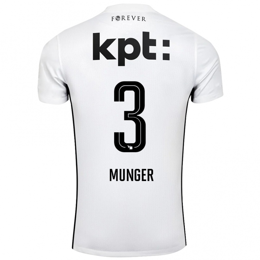 Kandiny Kinder Noa Münger #3 Weiß Schwarz Auswärtstrikot Trikot 2024/25 T-Shirt