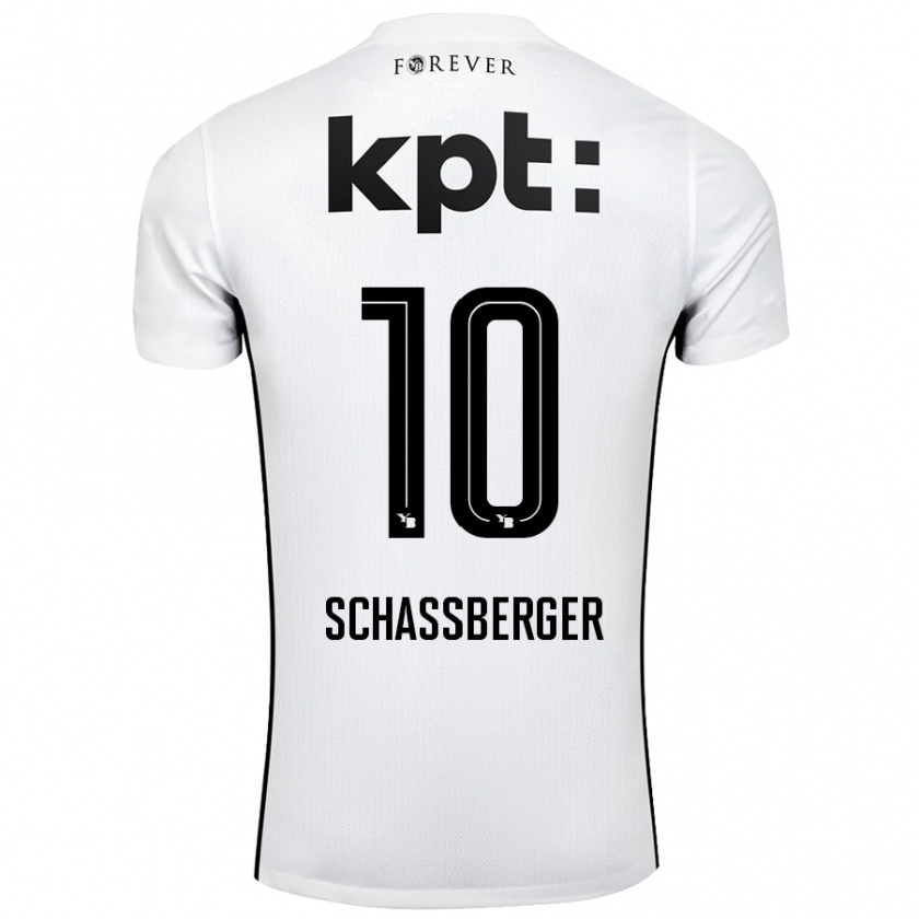 Kandiny Kinder Julia Schassberger #10 Weiß Schwarz Auswärtstrikot Trikot 2024/25 T-Shirt