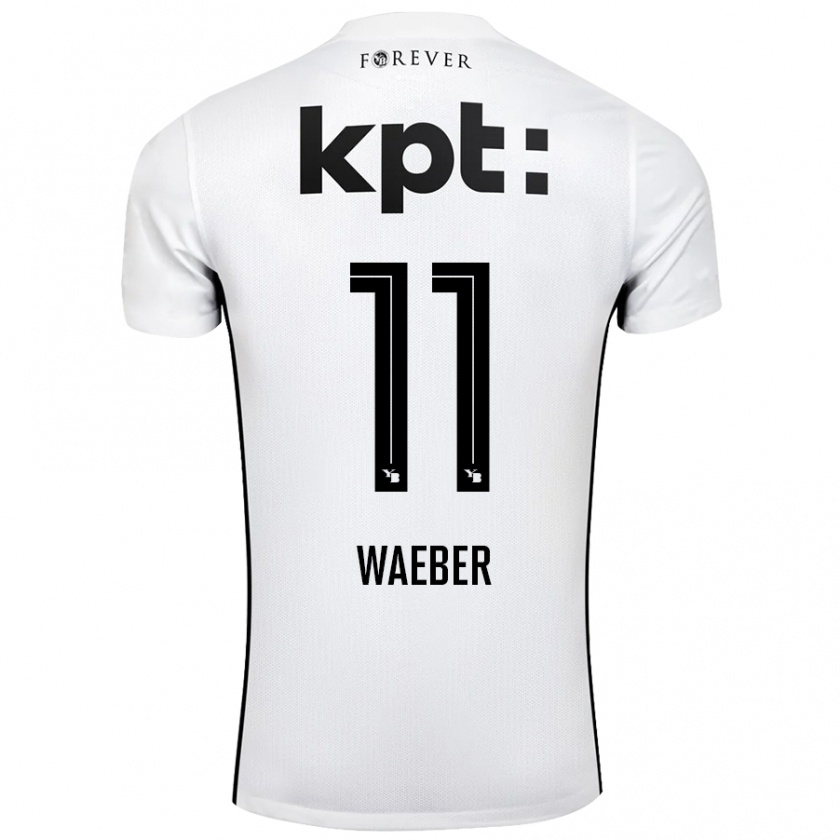 Kandiny Kinder Stéphanie Waeber #11 Weiß Schwarz Auswärtstrikot Trikot 2024/25 T-Shirt