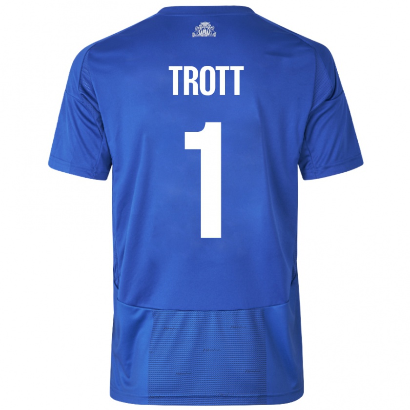 Kandiny Kinder Nathan Trott #1 Weiß Blau Auswärtstrikot Trikot 2024/25 T-Shirt