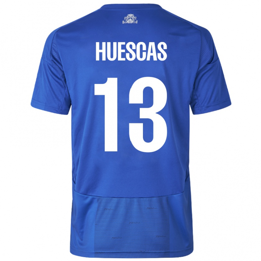 Kandiny Kinder Rodrigo Huescas #13 Weiß Blau Auswärtstrikot Trikot 2024/25 T-Shirt