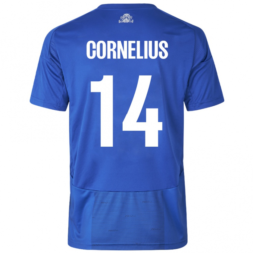 Kandiny Kinder Andreas Cornelius #14 Weiß Blau Auswärtstrikot Trikot 2024/25 T-Shirt