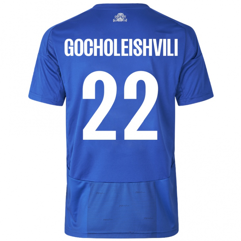 Kandiny Kinder Giorgi Gocholeishvili #22 Weiß Blau Auswärtstrikot Trikot 2024/25 T-Shirt