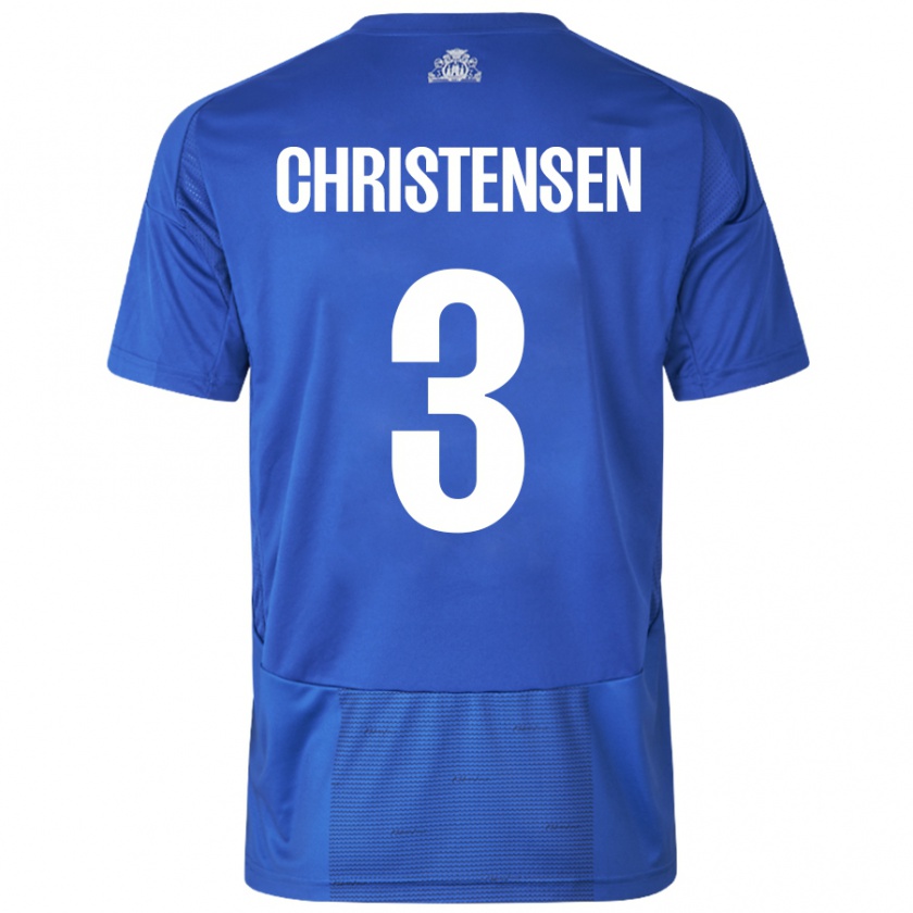 Kandiny Kinder Sebastian Christensen #3 Weiß Blau Auswärtstrikot Trikot 2024/25 T-Shirt