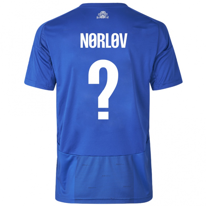 Kandiny Kinder William Nørløv #0 Weiß Blau Auswärtstrikot Trikot 2024/25 T-Shirt