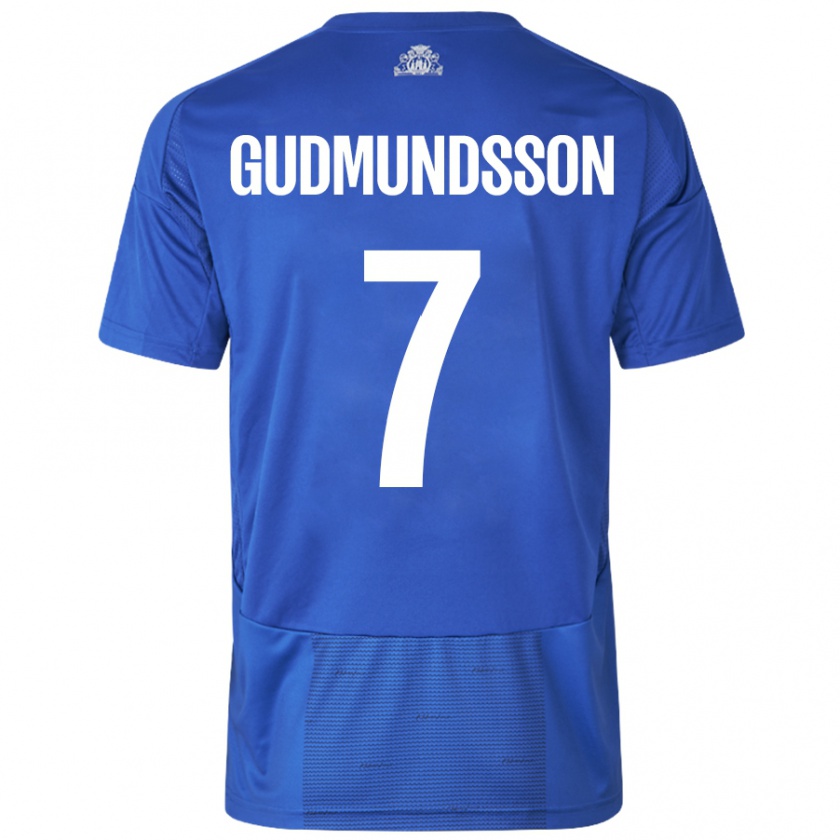 Kandiny Kinder Galdur Gudmundsson #7 Weiß Blau Auswärtstrikot Trikot 2024/25 T-Shirt