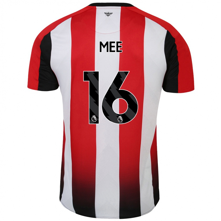 Kandiny Herren Ben Mee #16 Rot Weiß Heimtrikot Trikot 2024/25 T-Shirt