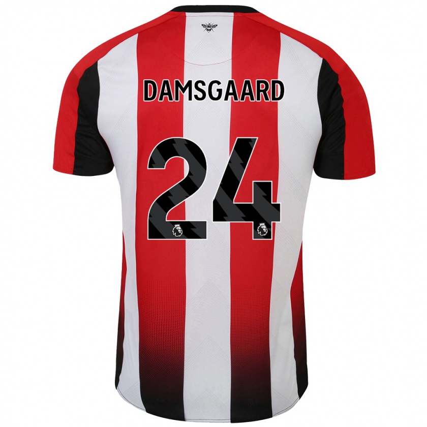 Kandiny Herren Mikkel Damsgaard #24 Rot Weiß Heimtrikot Trikot 2024/25 T-Shirt