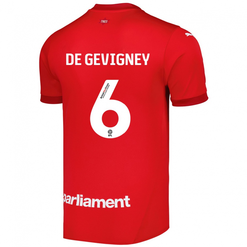 Kandiny Herren Maël De Gevigney #6 Rot Heimtrikot Trikot 2024/25 T-Shirt