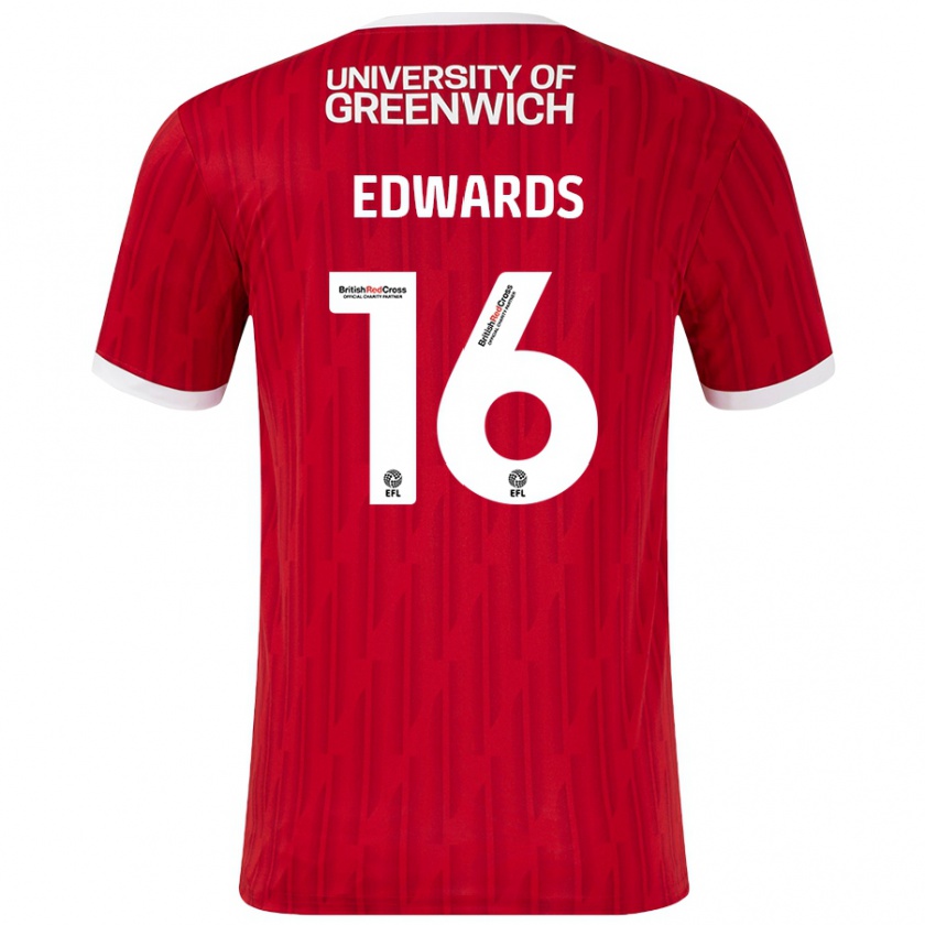 Kandiny Herren Josh Edwards #16 Rot Weiß Heimtrikot Trikot 2024/25 T-Shirt