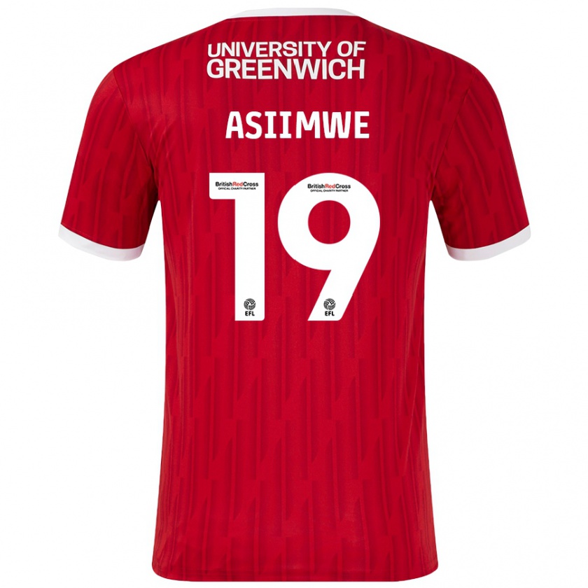 Kandiny Herren Nathan Asiimwe #19 Rot Weiß Heimtrikot Trikot 2024/25 T-Shirt