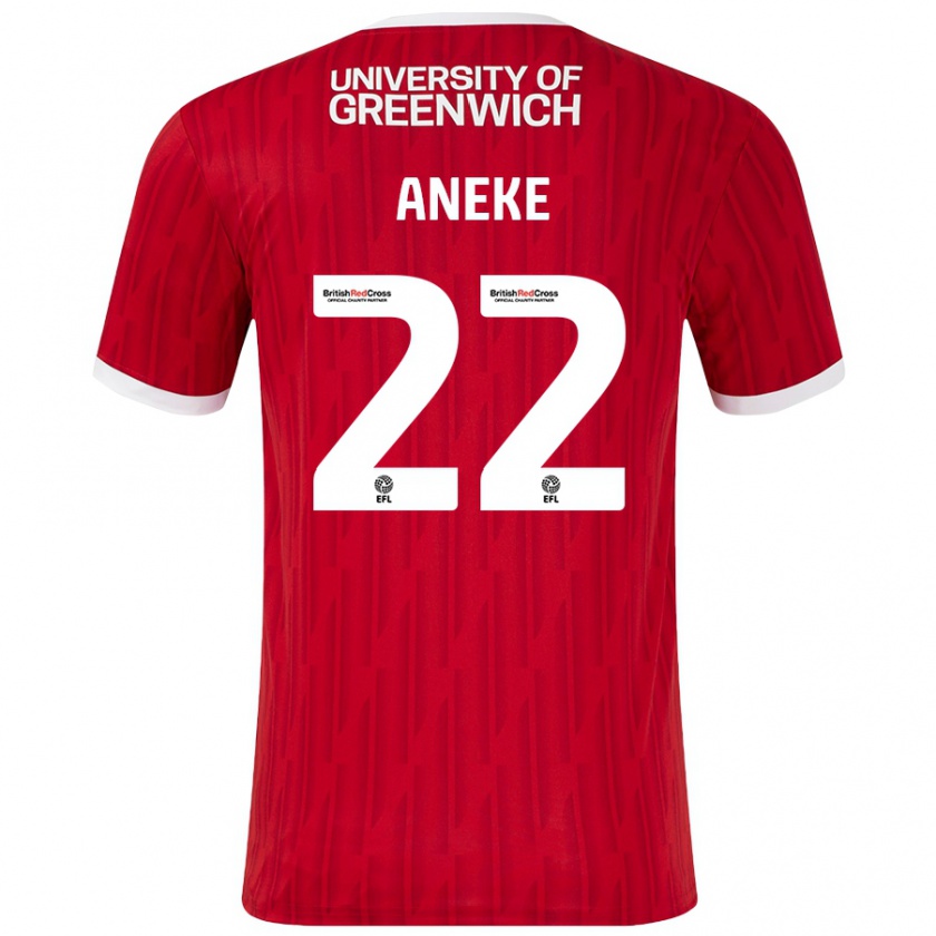 Kandiny Herren Chuks Aneke #22 Rot Weiß Heimtrikot Trikot 2024/25 T-Shirt