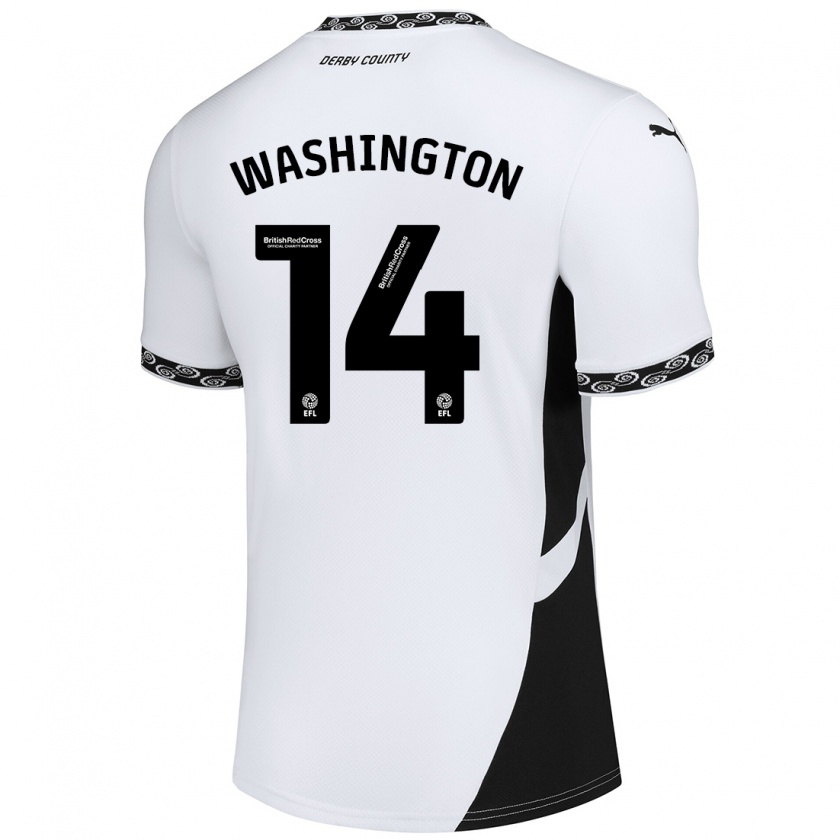 Kandiny Herren Conor Washington #14 Weiß Schwarz Heimtrikot Trikot 2024/25 T-Shirt