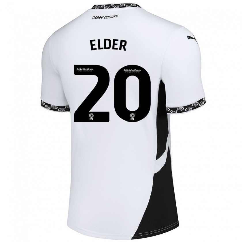 Kandiny Herren Callum Elder #20 Weiß Schwarz Heimtrikot Trikot 2024/25 T-Shirt