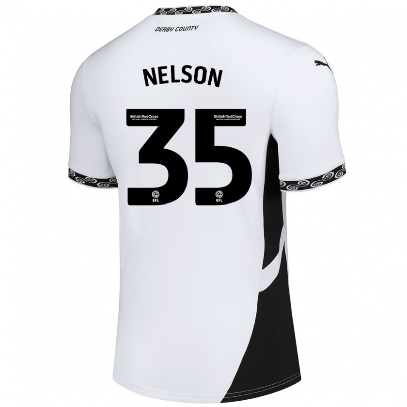 Kandiny Herren Curtis Nelson #35 Weiß Schwarz Heimtrikot Trikot 2024/25 T-Shirt