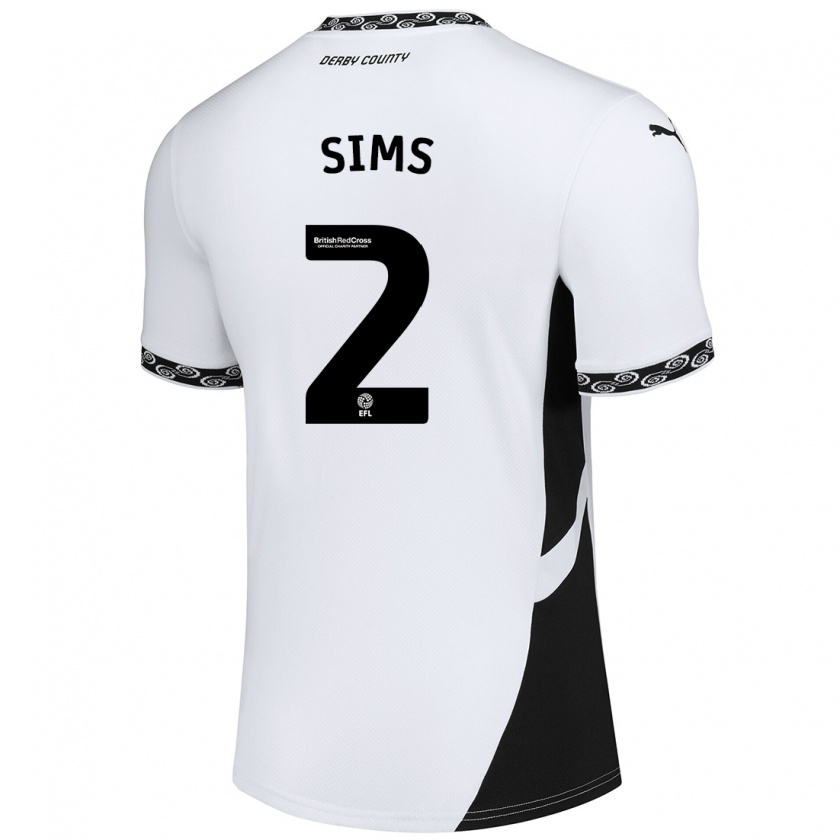 Kandiny Herren Amy Sims #2 Weiß Schwarz Heimtrikot Trikot 2024/25 T-Shirt