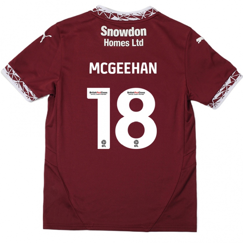 Kandiny Herren Cameron Mcgeehan #18 Burgundrot Heimtrikot Trikot 2024/25 T-Shirt